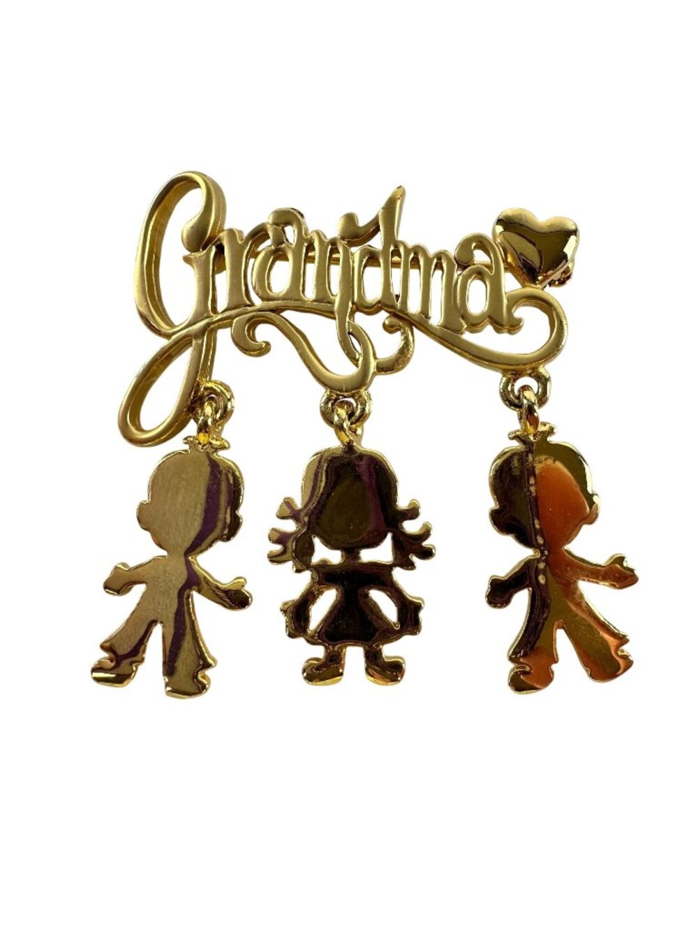 Gold Tone "Grandma" Brooch with Dangle Grandchildren
